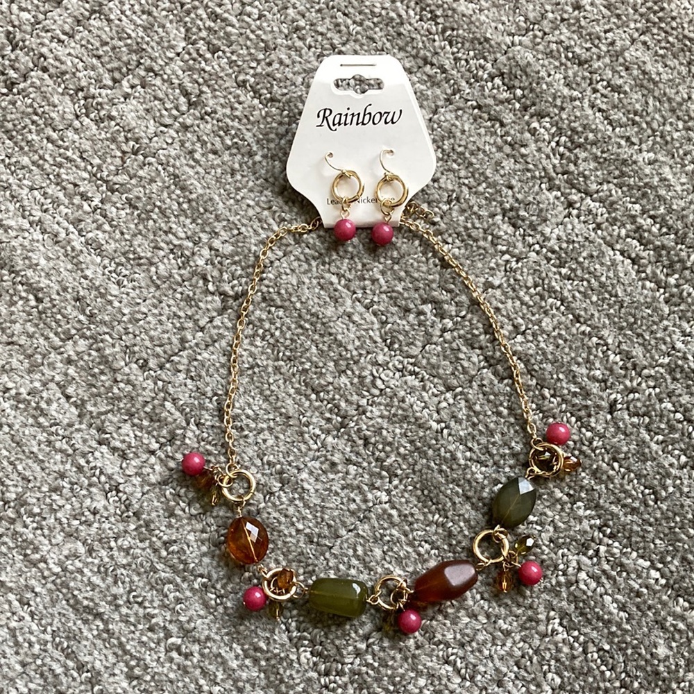 Rainbow Necklace and Earrings set